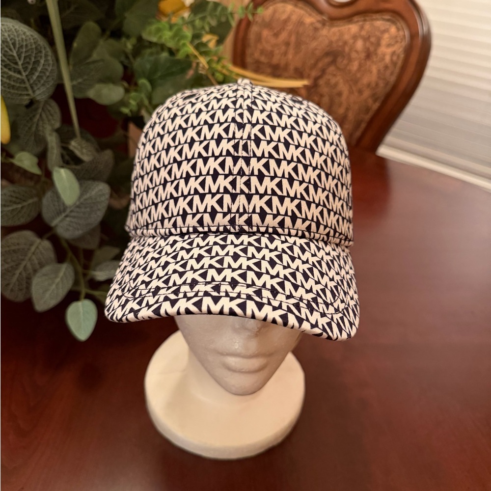 Michael Kors Kids White and Navy MK Logo Cap